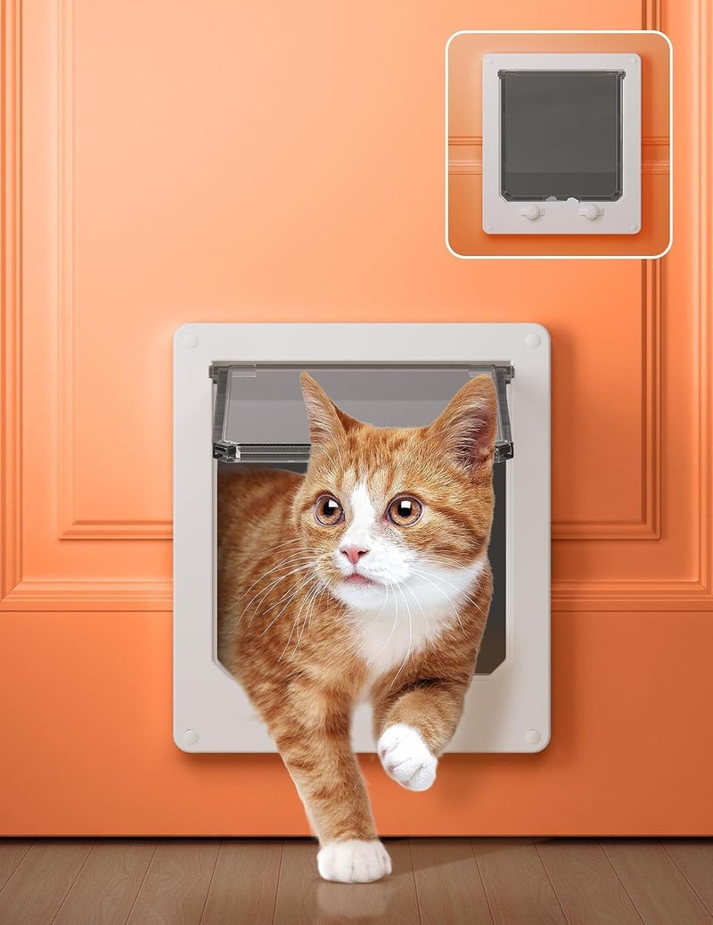 LIBBEPET Cat Door Interior Door, Indoor Cat Doors, Large Pet Doors for Cats Up to 18 lbs(Frame Size 9.3" x 10.6"), Upgraded 4 Way Locking Kitty Door for Interior & Exterior Doors, Easy to Install - Image 1